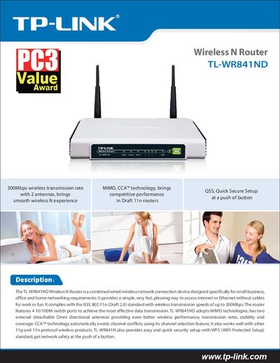 TP-Link TL-WR841ND Wireless N Router User Guide - cover page