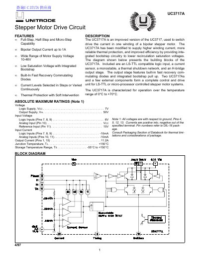 UNITRODE UC3717A Stepper Motor Drive Circuit Datasheet