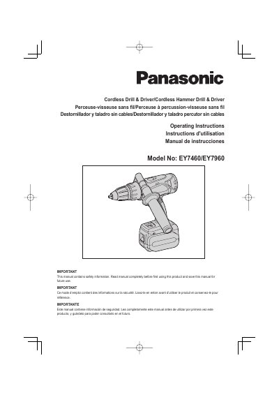 Panasonic EY7460-MUL Manual - cover page