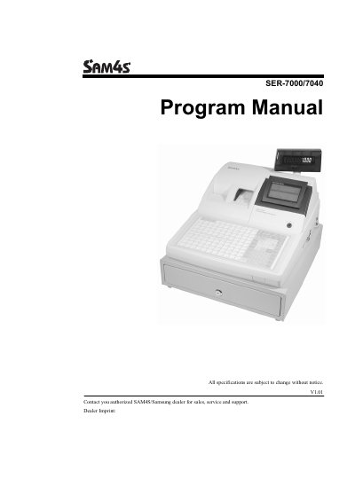 SAM4S SER-7000/7040 Program Manual