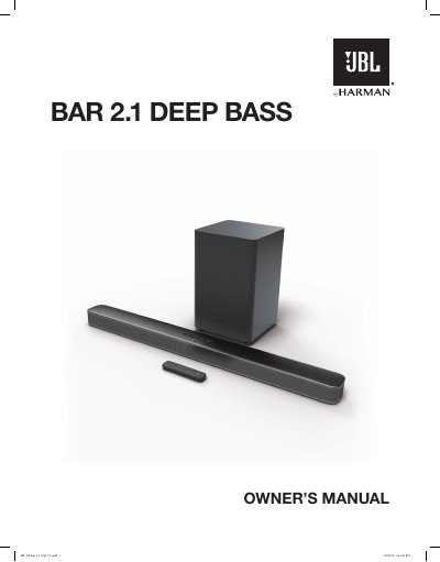 JBL Bar 2.1 Deep Bass Owner's Manual