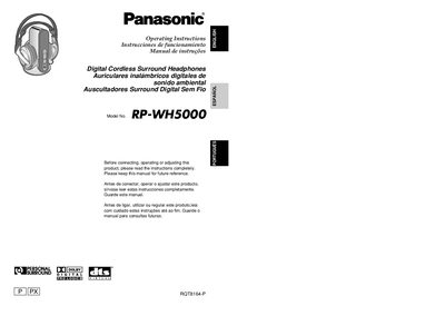 Panasonic RP-WH5000 Digital Cordless Surround Headphones Operating Instructions