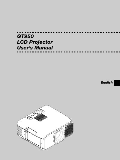 NEC GT950 LCD Projector User Manual - cover page