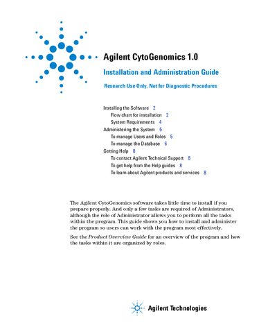 Agilent CytoGenomics 1.0 Installation Administration Guide - cover page