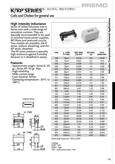 K/KP Series Inductors Product Datasheet - cover page