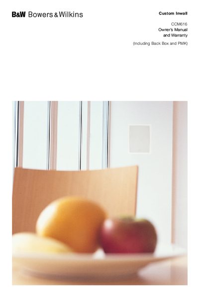Bowers & Wilkins CCM616 Inwall Speaker Owner's Manual - cover page