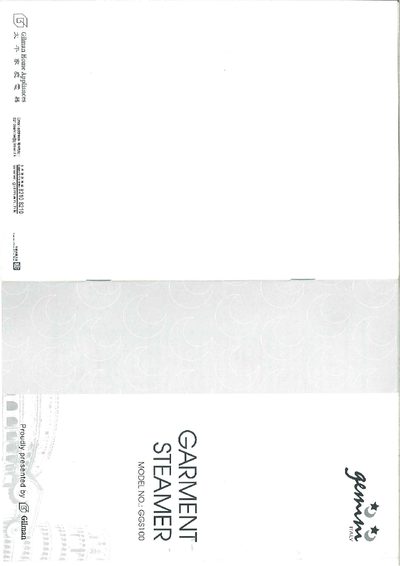 Gliman GG5100 GARMENT STEAMER Manual - cover page