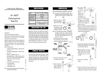 Hanna Instruments HI 3857 Detergents Test Kit Instruction Manual - cover page