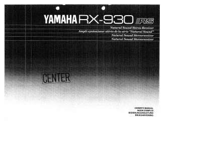 Yamaha RX-930 Stereo Receiver Owner's Manual - cover page