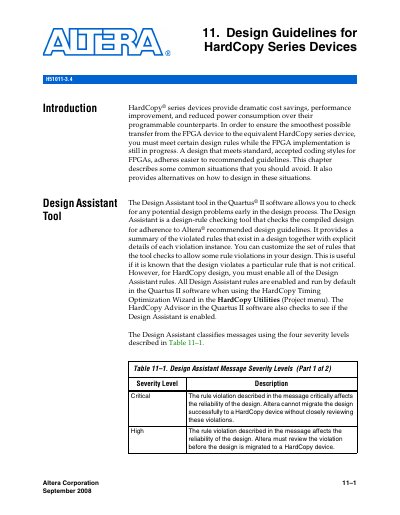 Altera HardCopy Series Design Guidelines Manual - cover page