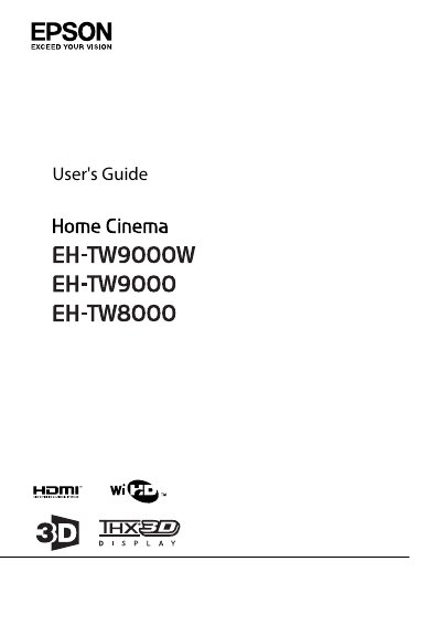 Epson EH‑TW9000W / EH‑TW9000 / EH‑TW8000 User Manual - cover page