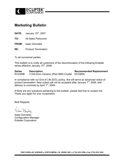ECLOPTEK Marketing Bulletin  - cover page