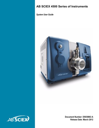 AB SCIEX 4500 Series System User Guide - cover page