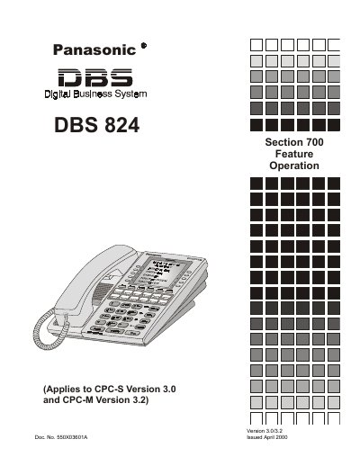 Panasonic DBS 824 Digital Business System Service Manual - cover page