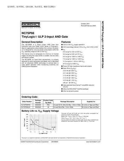 Fairchild NC7SP08 2-Input AND Gate Datasheet - cover page