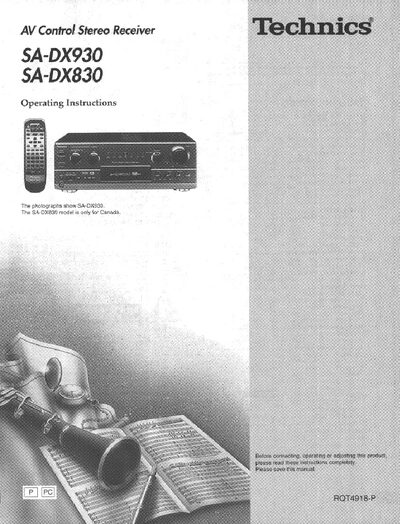Technics SA-DX930/SA-DX830 User Manual