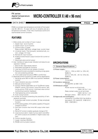 Fuji Electric PXG5 Datasheet - cover page