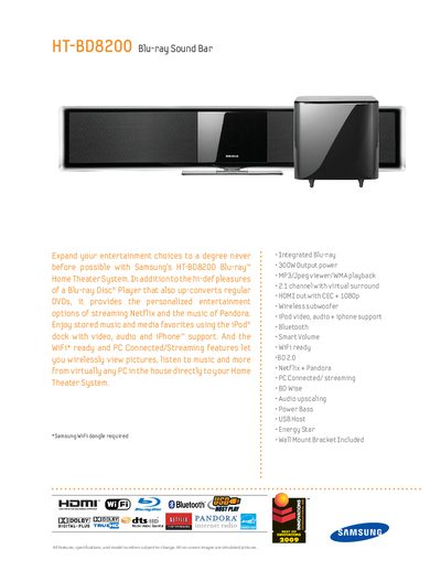 Samsung HT-BD8200 Sound Bar User Guide - cover page