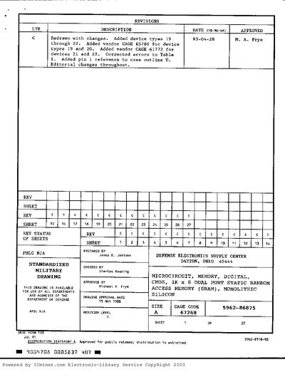 Standardized Military Drawing 67268 Datasheet - cover page