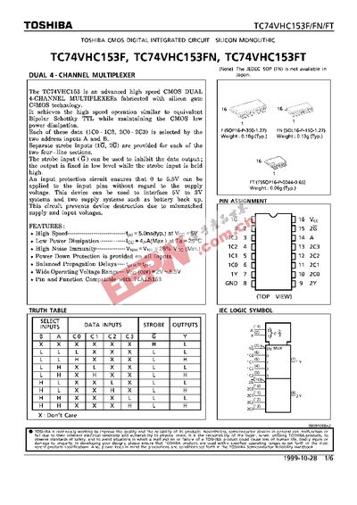 TOSHIBA TC74VHC153F/TC74VHC153FN/TC74VHC153FT Manual
