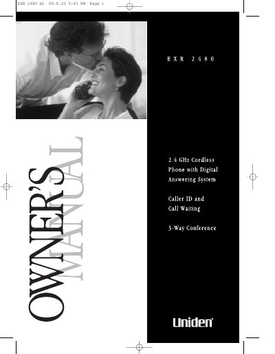 Uniden EXR 2480 Cordless Phone User Manual - cover page