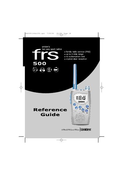 Uniden FRS500 Radio User Manual - cover page