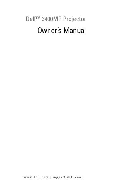 Dell 3400MP Projector User Manual