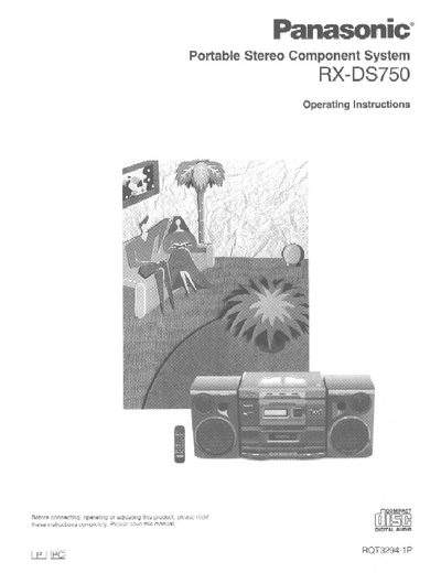 Panasonic RX-DS750 Portable Stereo Component System Operating Instructions
