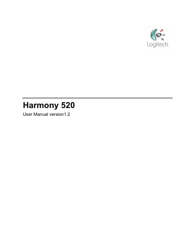 Logitech Harmony 520 Remote User Manual - cover page