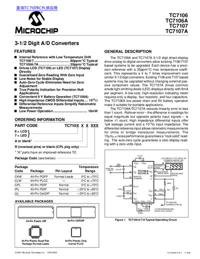 TelCom TC7106 TC7106A TC7107 TC7107A Manual(1) - cover page