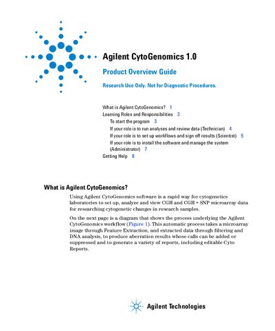 Agilent CytoGenomics 1.0 Product Overview Guide - cover page