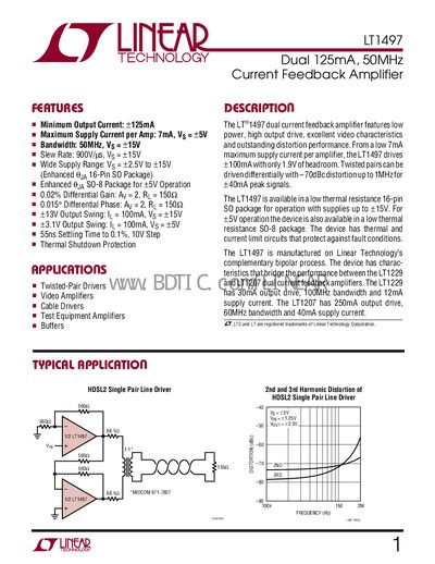 Linear Technology LT1497 Datasheet - cover page