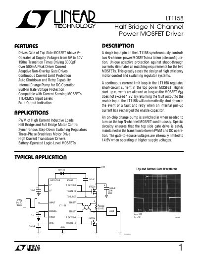 Linear Technology LT1158 Half-Bridge N-Channel Power MOSFET Driver Handbook - cover page