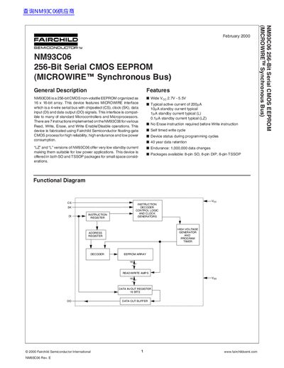 FAIRCHILD NM93C06 handbook - cover page