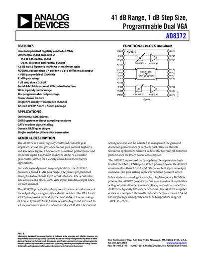 Analog Devices AD8372 Datasheet
