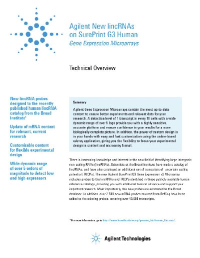 Agilent SurePrint G3 Human Gene Expression v2 Microarrays Technical Overview