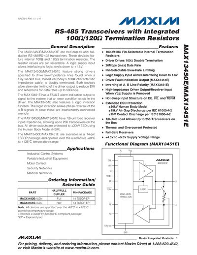 Maxim MAX13450E/MAX13451E Datasheet - cover page