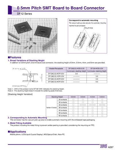 HRS DF12 Series 0.5mm Pitch SMT Board-to-Board Connector Handbook - cover page