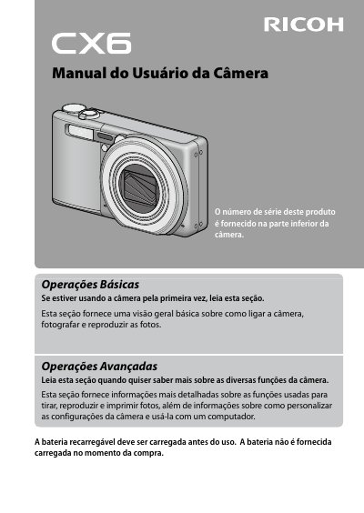 Ricoh CX6 Camera User Manual - cover page