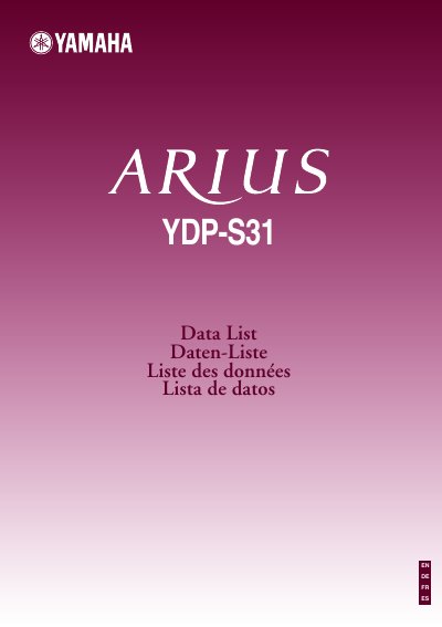 Yamaha YDP-S31 Digital Piano MIDI Data List - cover page