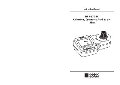 Hanna Instruments HI 96725C Chlorine Cyanuric Acid pH ISM Instruction Manual - cover page