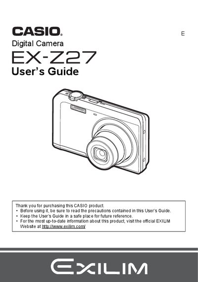 Casio EX-Z27 Digital Camera User's Guide - cover page