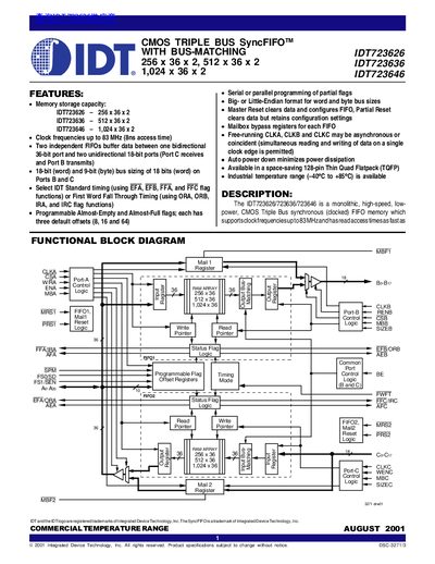 IDT IDT723626 IDT723636 IDT723646 DATA SHEET - cover page