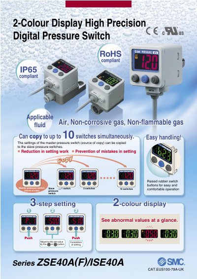 SMC ZSE40A (F)/ISE40A2 Colour Display High Precision Digital Pressure Switch User Manual - cover page