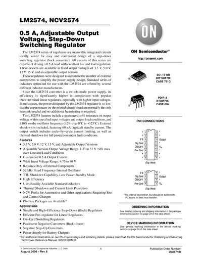 ON Semiconductor LM2574/NCV2574 Datasheet - cover page