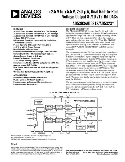 Analog Devices AD5303/AD5313/AD5323 Datasheet - cover page