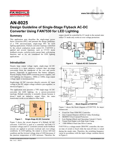 Fairchild Semiconductor AN-8025 FAN7530 LED Lighting Design Guide - cover page