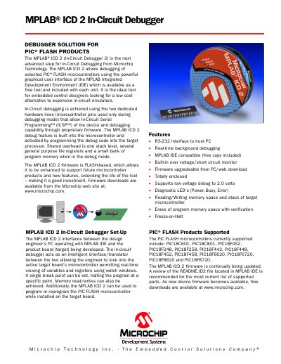 Microchip MPLAB ICD 2 In-Circuit Debugger User Manual - cover page