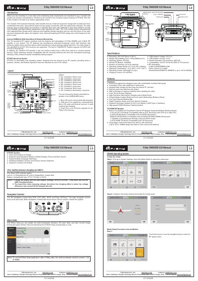 FrSky TANDEM X18 Remote Control System User Manual
