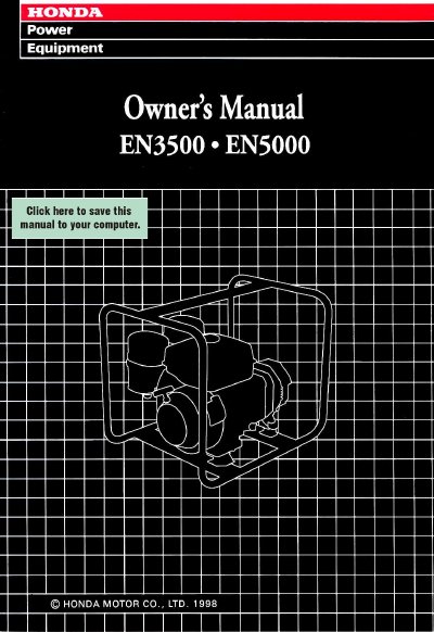 Honda EN3500/EN5000 Generator Owner's Manual - cover page